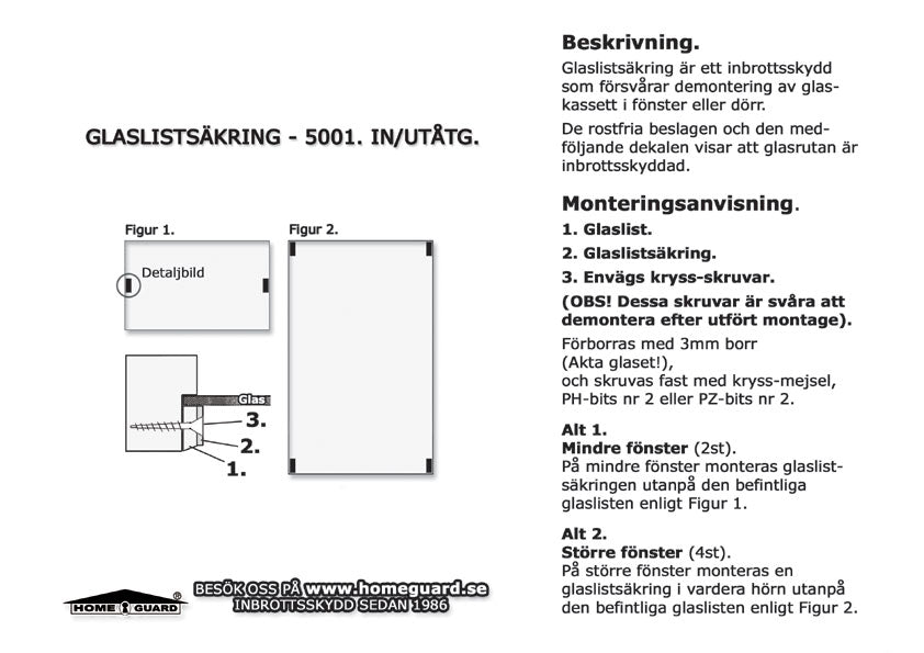 HG5001, Glaslistsäkring